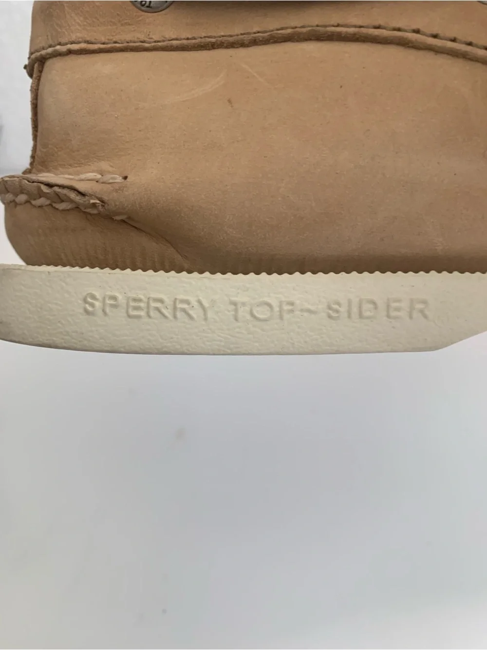 Sperry Light Brown Leather Moc Toe Boat Shoes